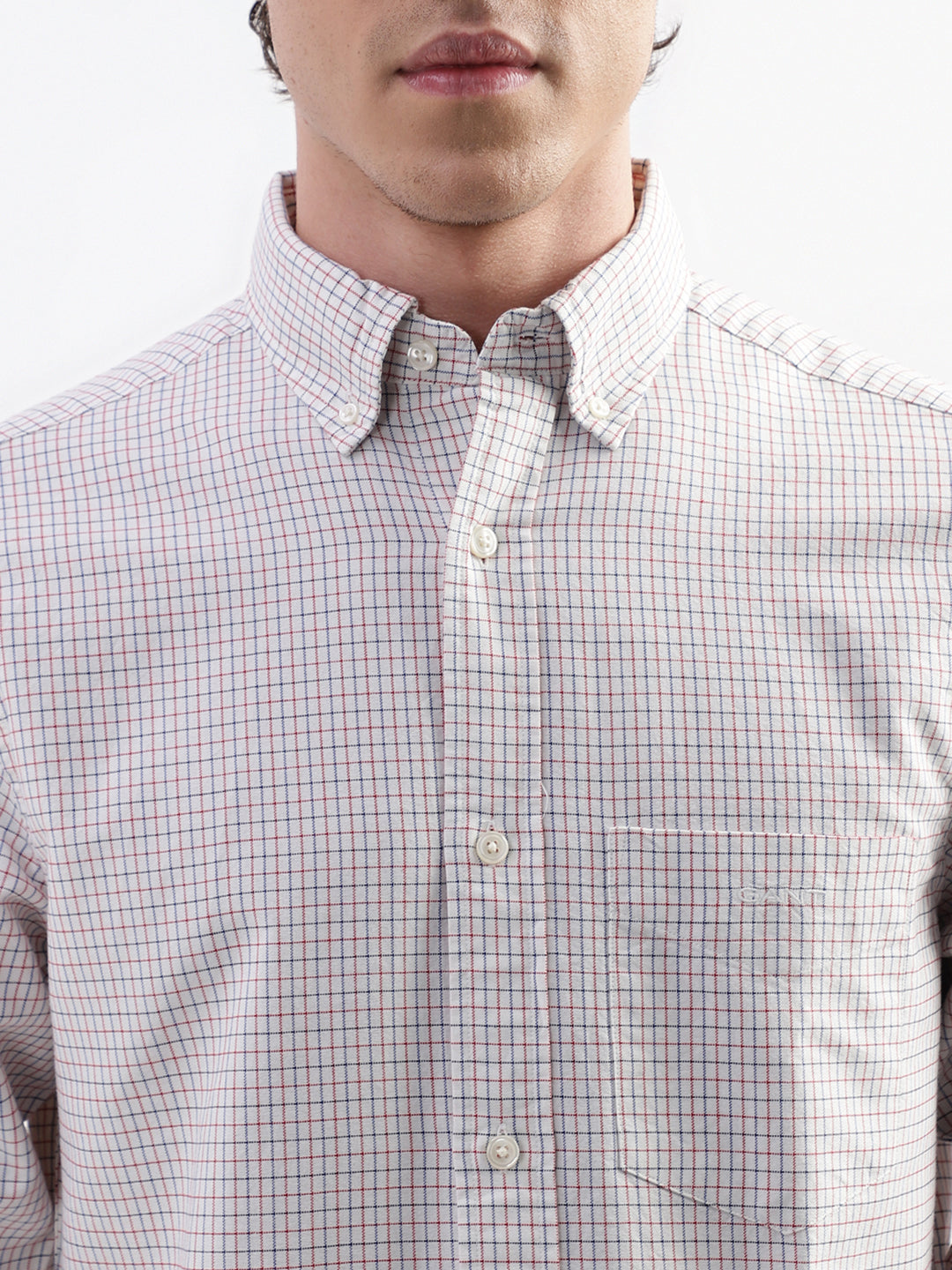 Gant White Checked Regular Fit Shirt