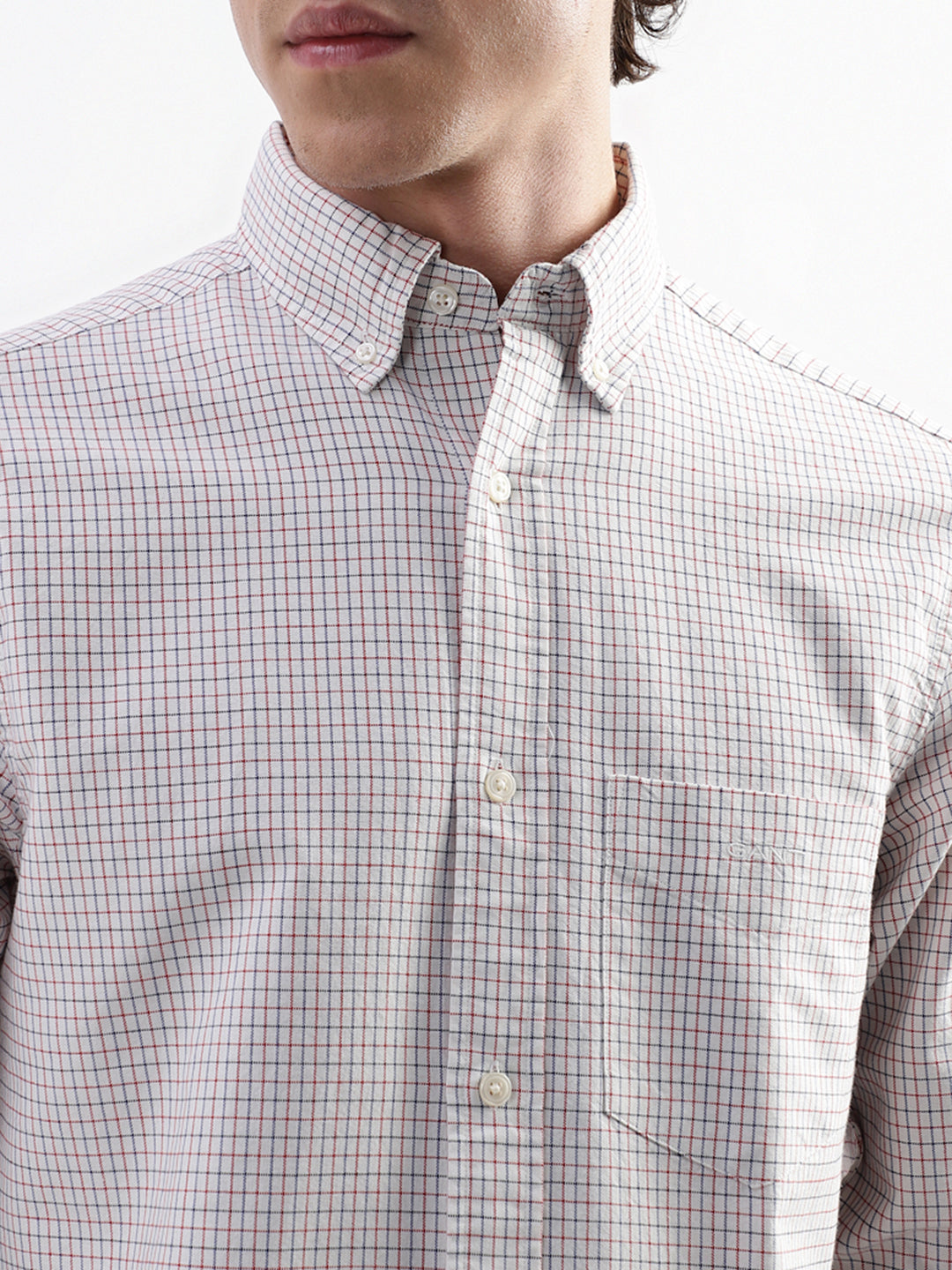 Gant White Checked Regular Fit Shirt