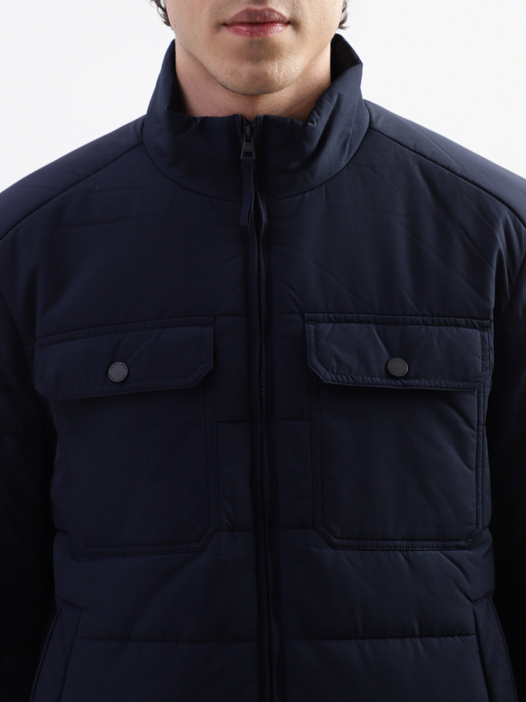 Gant Men Blue Solid High Neck Jacket