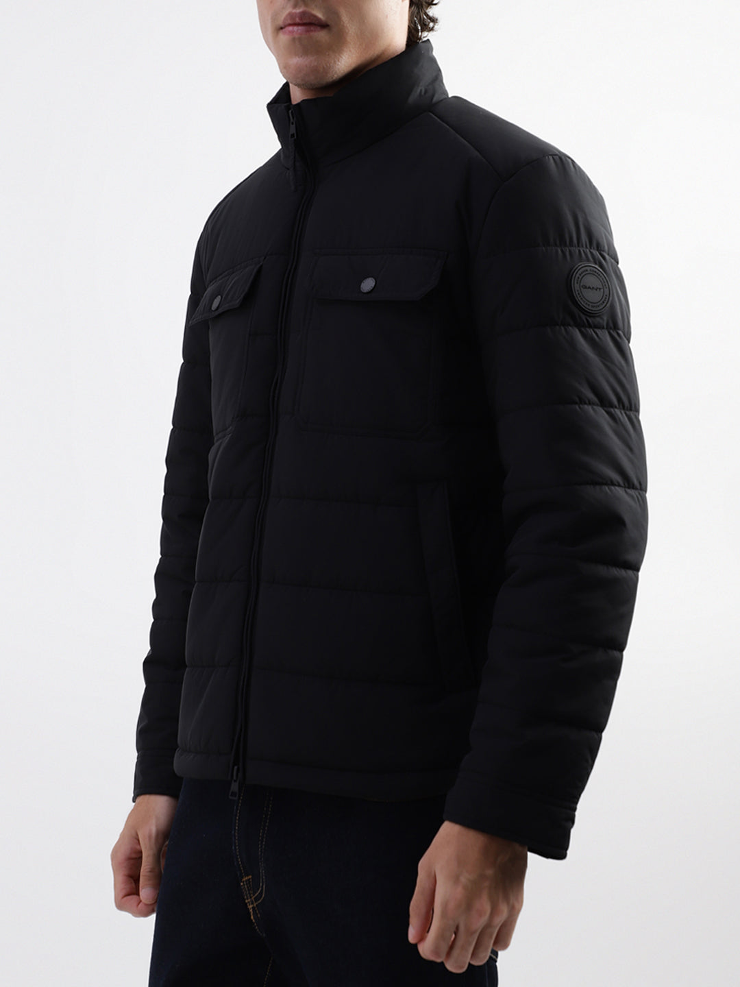 Gant Men Black Solid High Neck Jacket