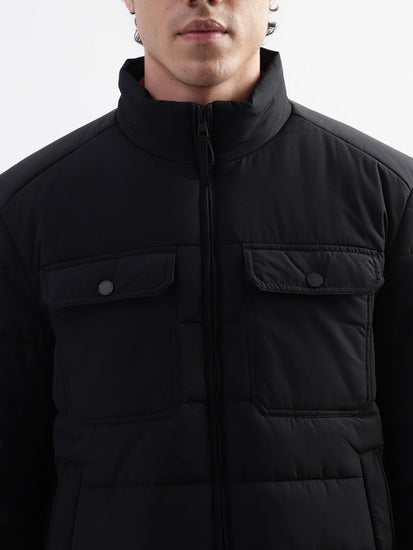 Gant Men Black Solid High Neck Jacket