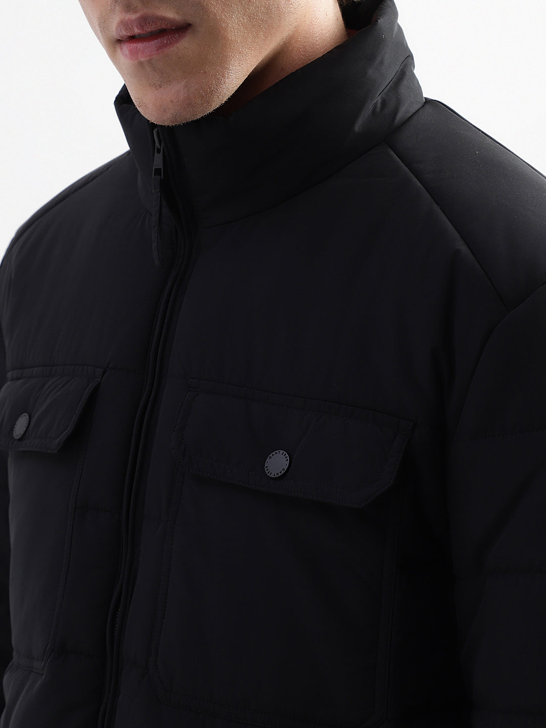 Gant Men Black Solid High Neck Jacket