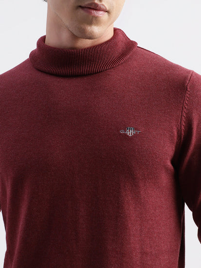 Gant Men Red Solid Round Neck Sweater