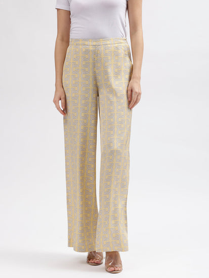 Gant Women Yellow Printed Regular Fit Mid-Rise Trouser