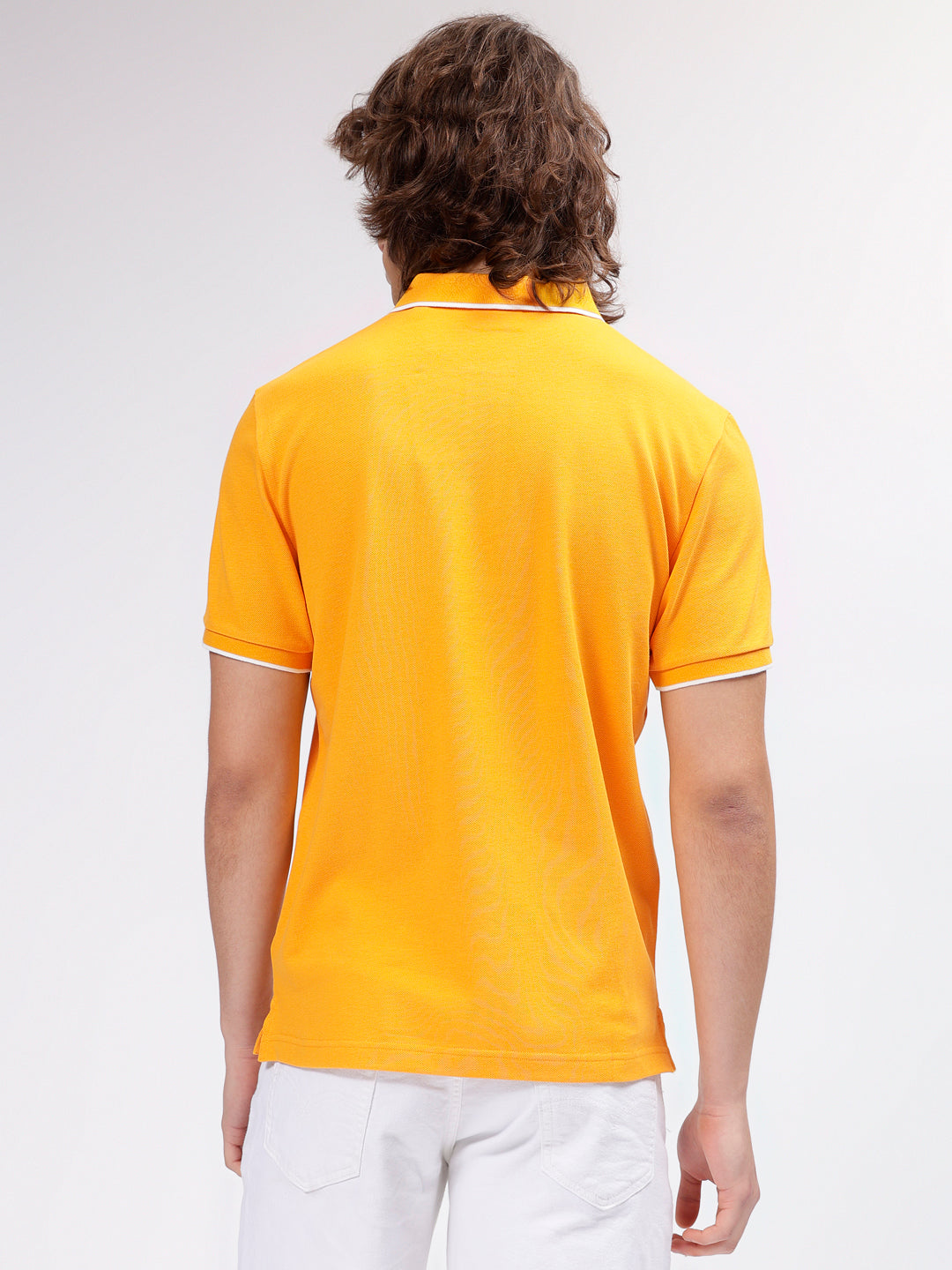 Gant Men Yellow Solid Polo Collar Short Sleeves T-shirt