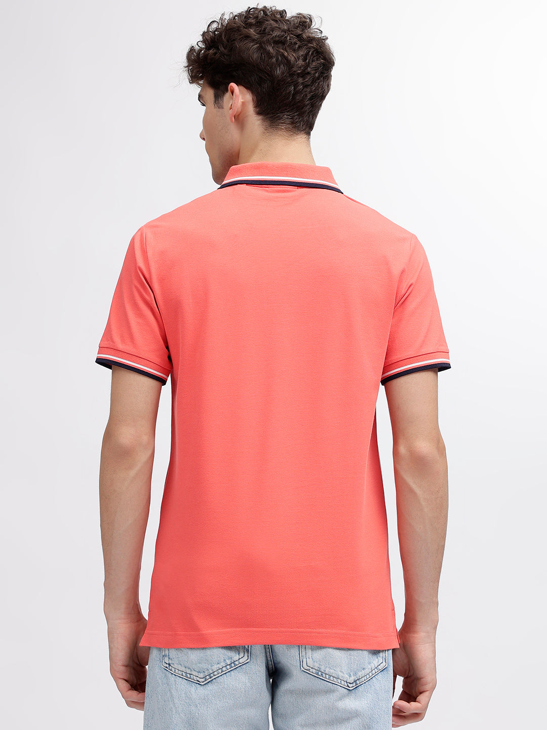 Gant Men Coral Solid Polo Collar Short Sleeves T-Shirt