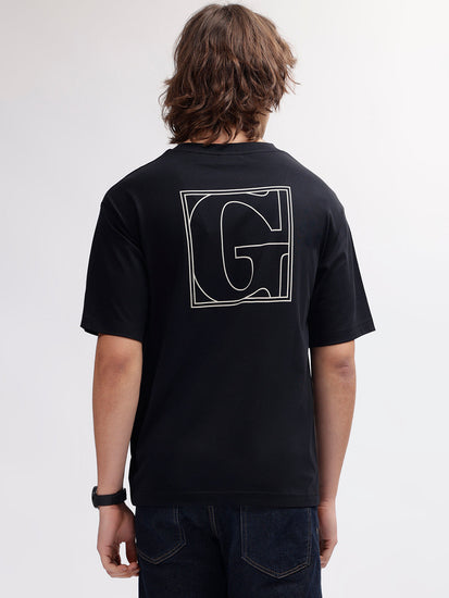 Gant Men Black Solid Round Neck Short Sleeves T-shirt