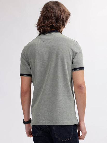 Gant Men Green Solid Polo Collar Short Sleeves T-shirt