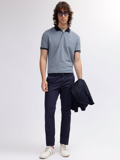 Gant Men Blue Solid Polo Collar Short Sleeves T-shirt