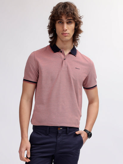 Gant Pink Solid Polo Collar Short Sleeves T-shirt for Men