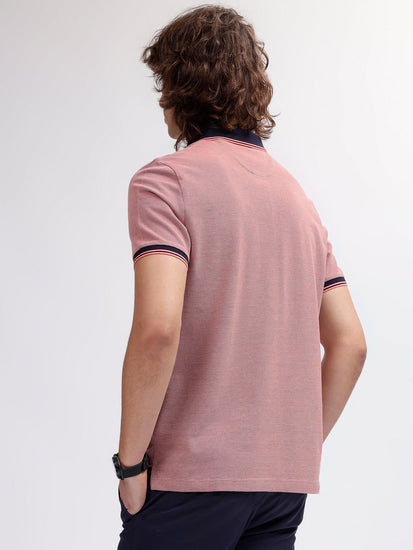 Gant Men Pink Solid Polo Collar Short Sleeves T-shirt