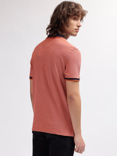 Gant Men Orange Solid Polo Collar Short Sleeves T-shirt