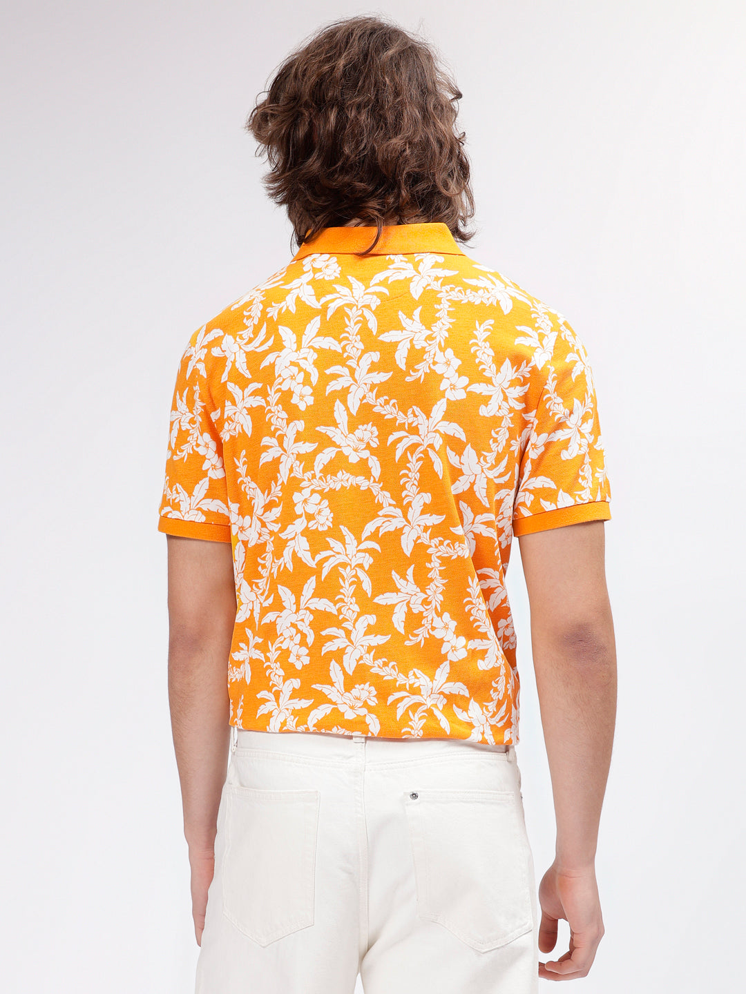 Gant Men Yellow Printed Polo Collar Short Sleeves T-shirt