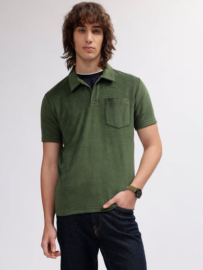 Gant Men Green Solid Polo Collar Short Sleeves T-shirt