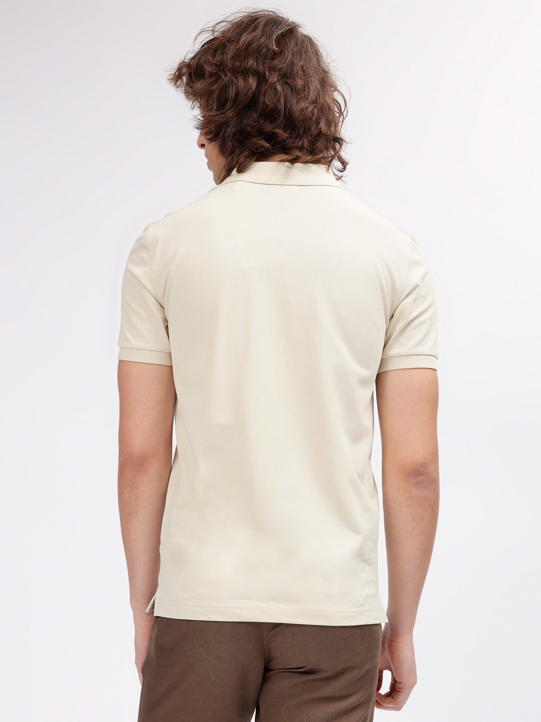 Gant Men Beige Solid Polo Collar Short Sleeves T-shirt