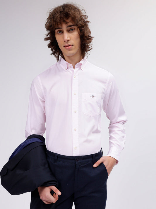 Gant Men Pink Striped Button-down Collar Long Sleeves Shirt