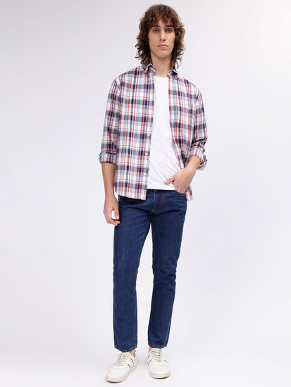 Gant Men Multi Color Checked Button-down Collar Long Sleeves Shirt