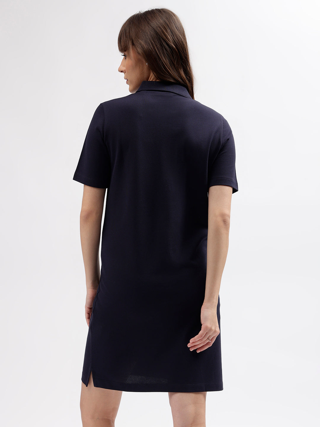 Gant Women Navy Blue Solid Polo Collar Short Sleeves Dress