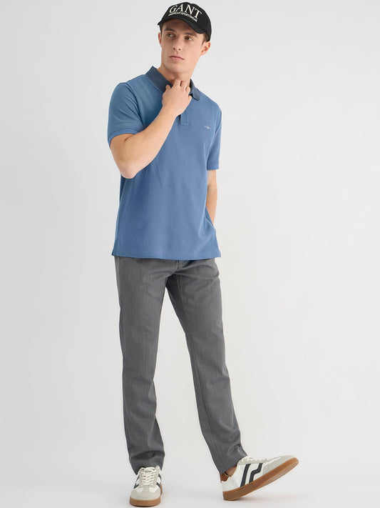 Gant Men Blue Regular Fit Solid Polo Tshirt