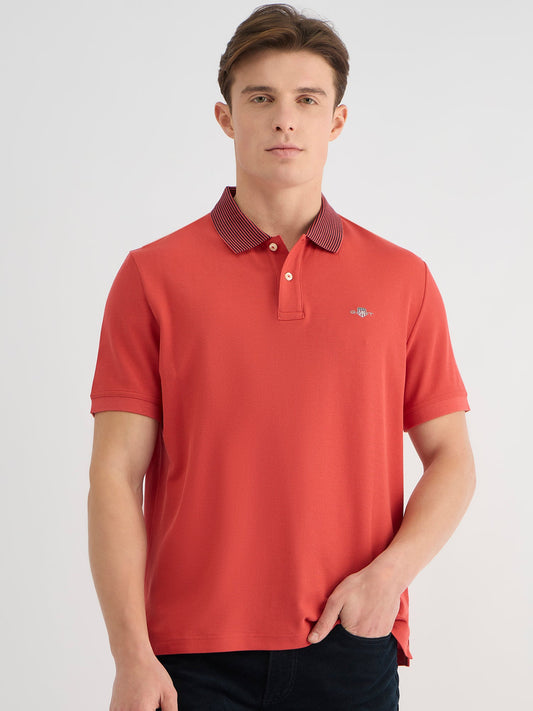 Gant Men Red Regular Fit Solid Polo Tshirt