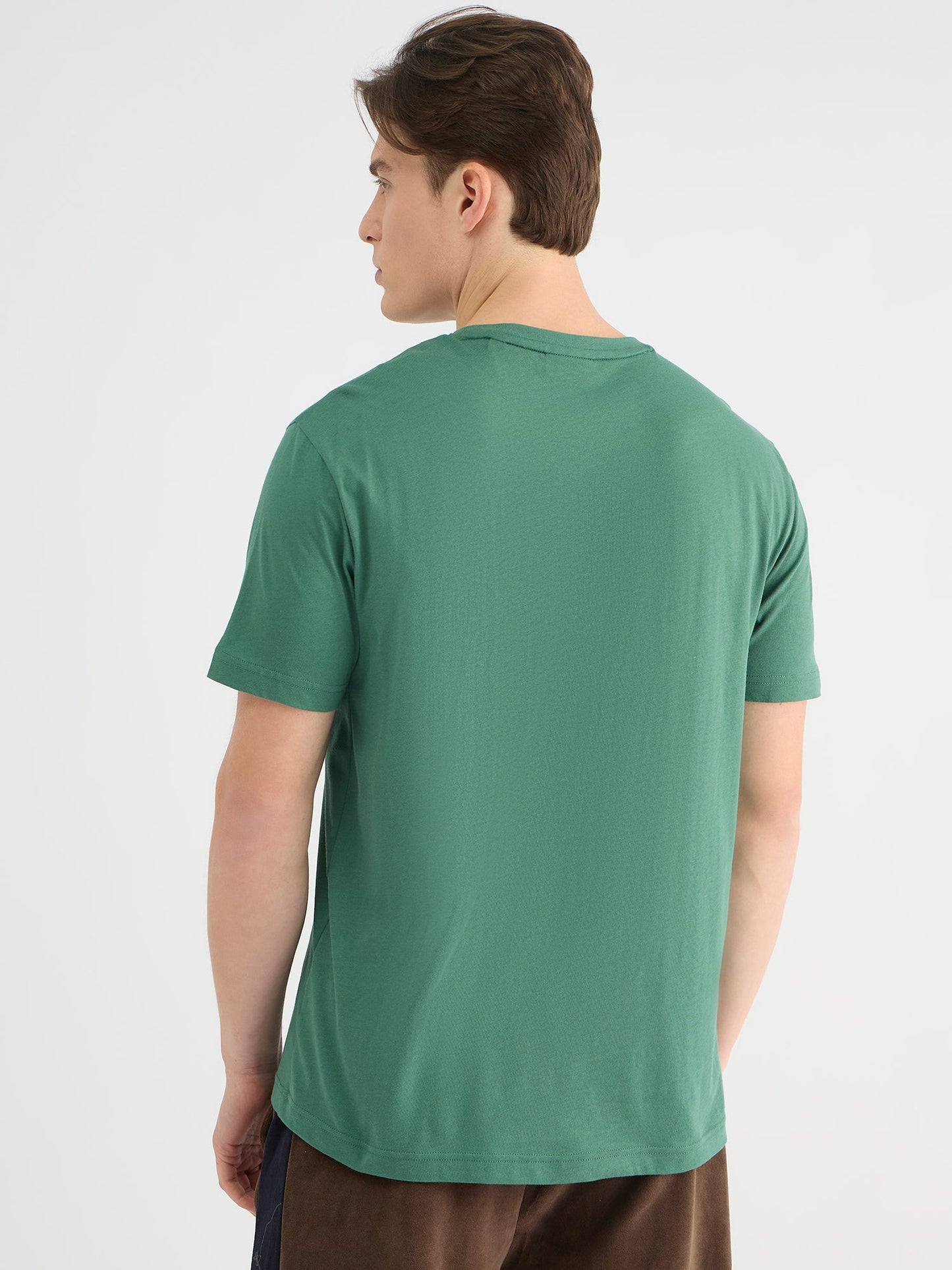 Gant Men Green Regular Fit Solid Crew Neck Tshirt