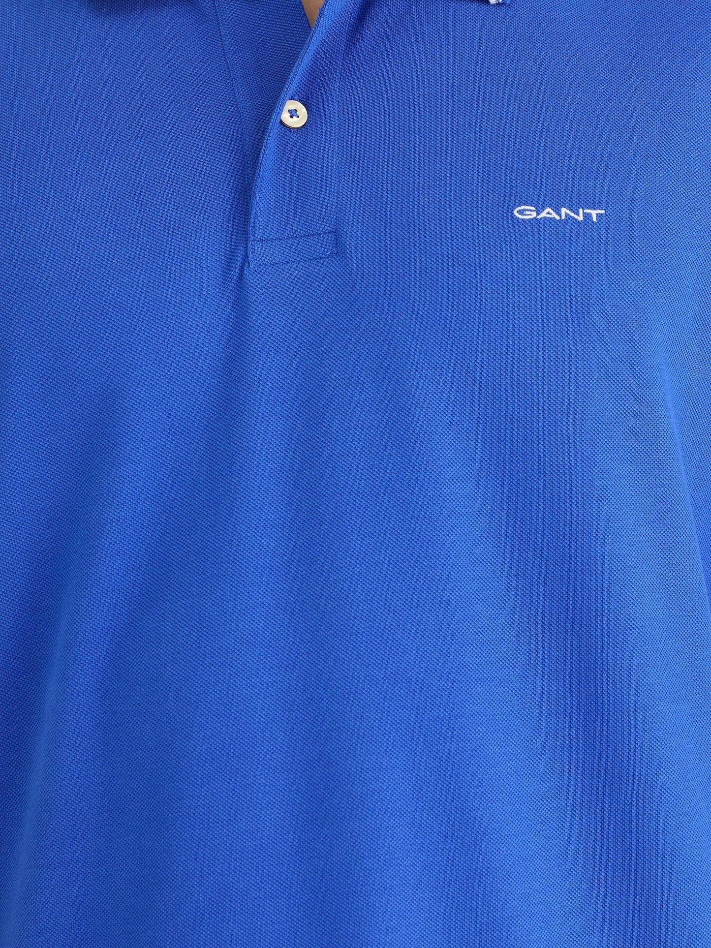 Gant Men Blue Regular Fit Solid Polo Tshirt