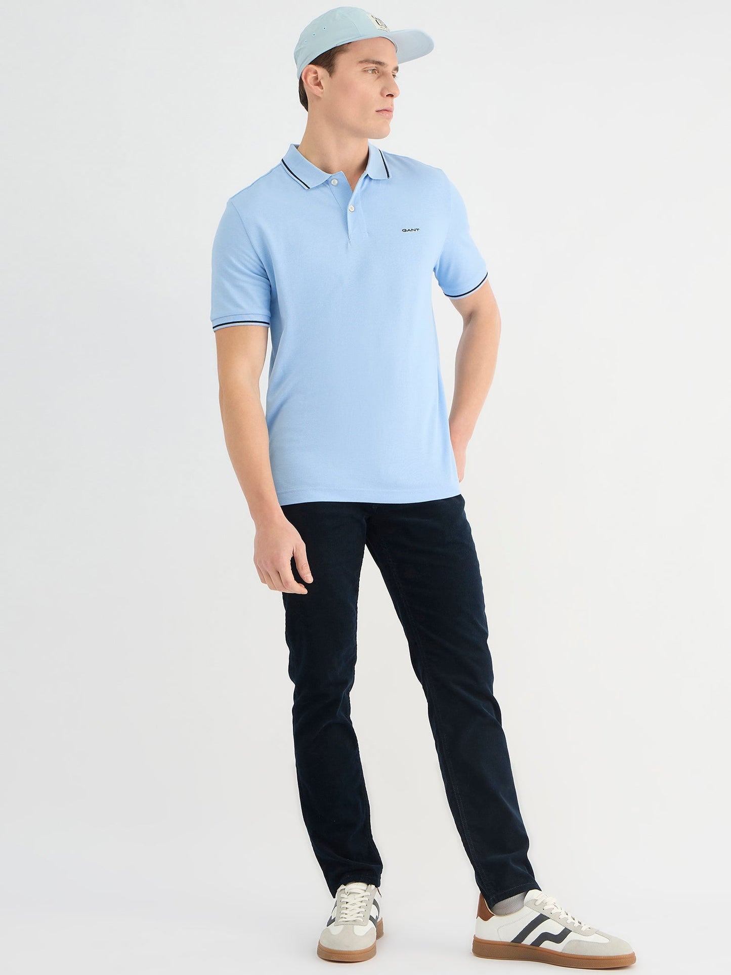 Gant Men Blue Regular Fit Solid Polo Tshirt