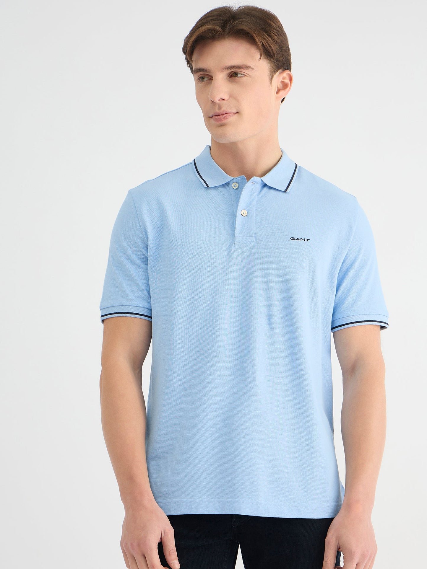 Gant Men Blue Regular Fit Solid Polo Tshirt