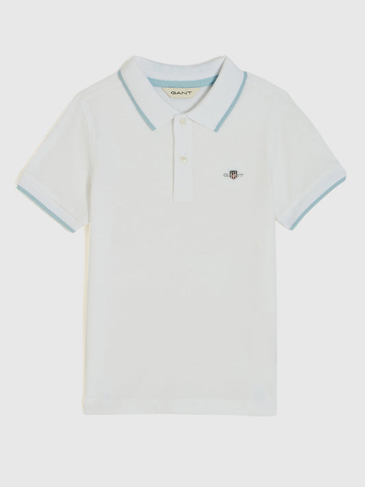 Gant Boys White Short Sleeves Polo T-Shirt