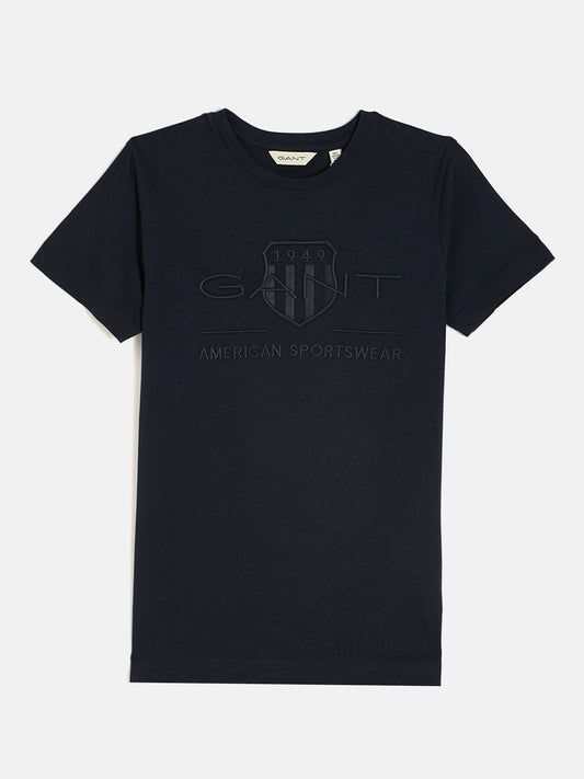 Gant Boys Blue Round Neck Short Sleeves T-Shirt
