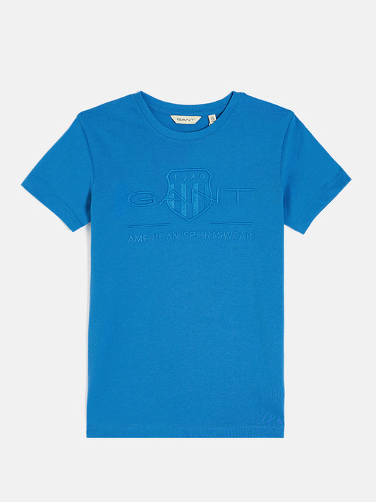 Gant Boys Blue Round Neck Short Sleeves T-Shirt