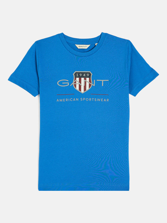 Gant Boys Blue Round Neck Short Sleeves T-Shirt