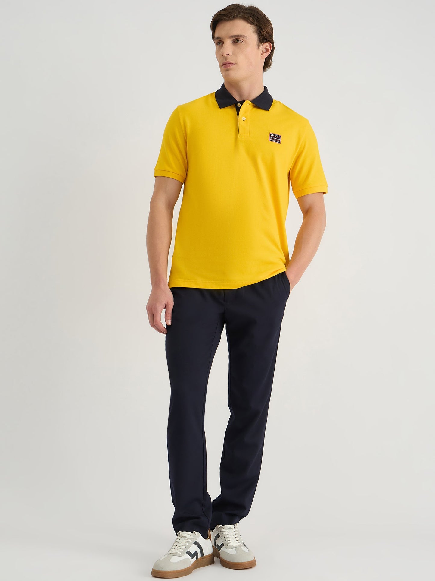 Gant Men Yellow Regular Fit Solid Polo Tshirt