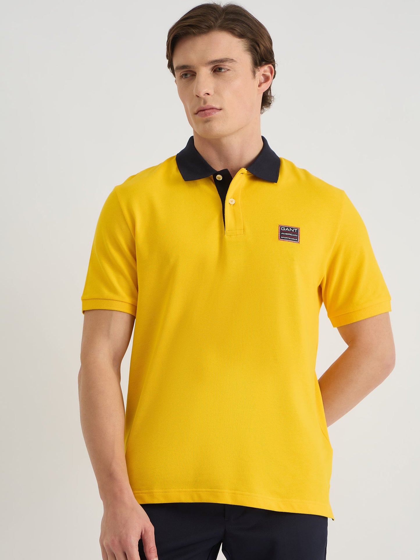 Gant Men Yellow Regular Fit Solid Polo Tshirt