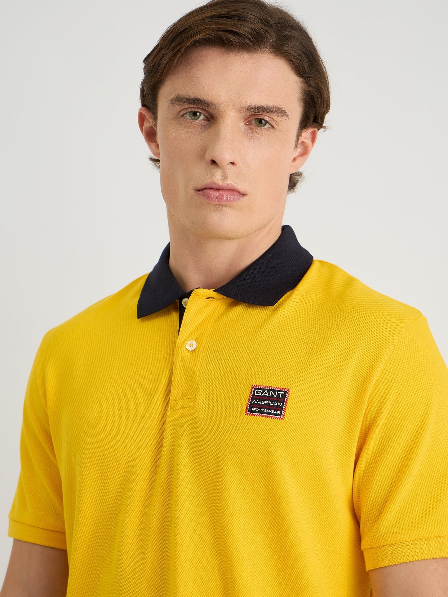 Gant Men Yellow Regular Fit Solid Polo Tshirt