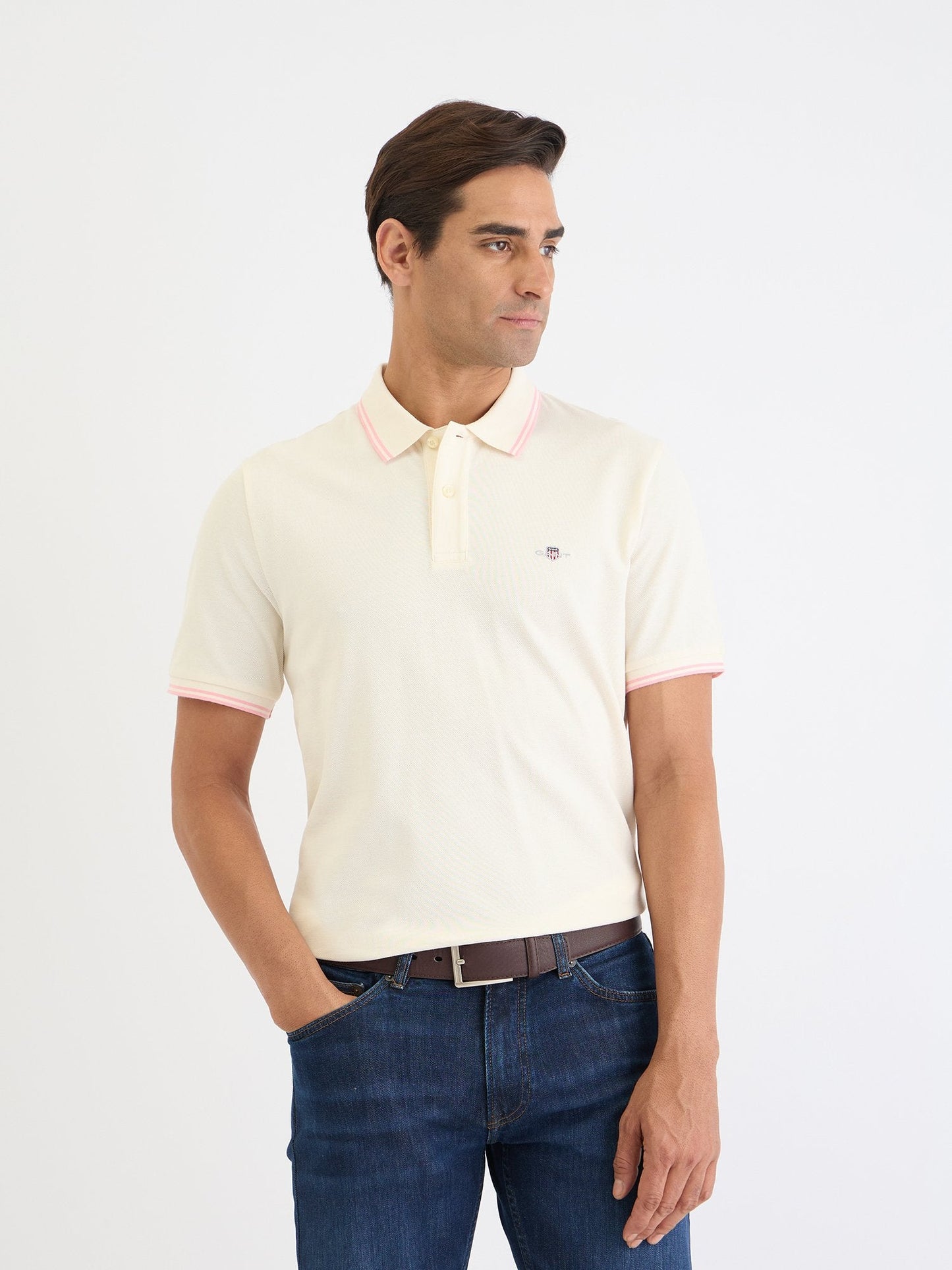 Gant Men Cream Solid Polo Tshirt