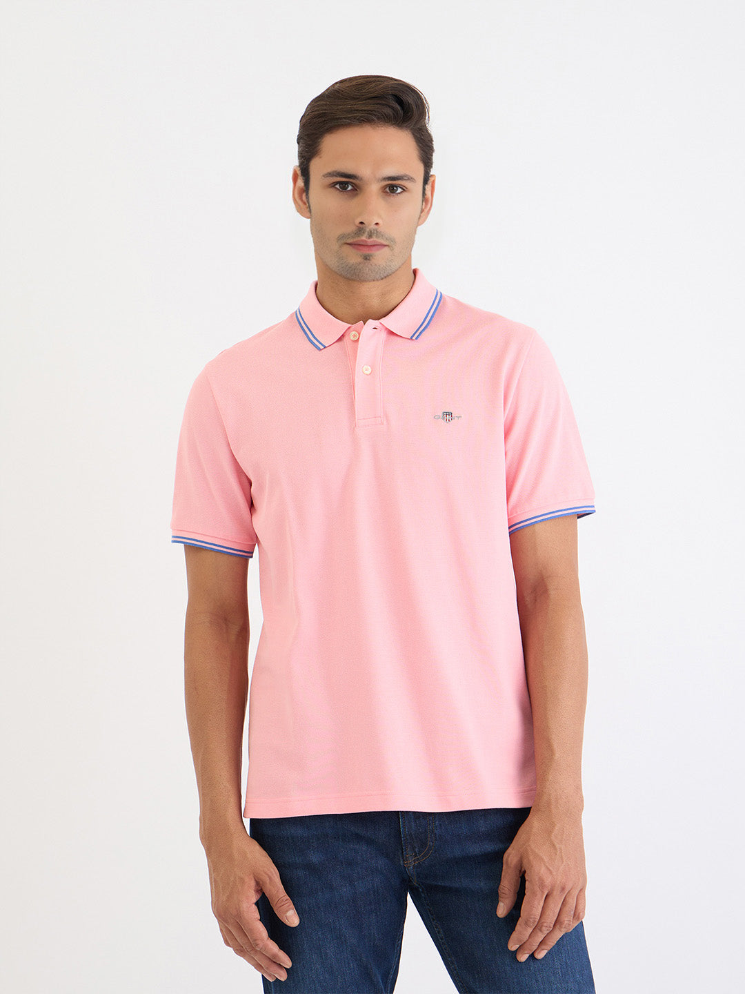 Gant Men Pink Solid Polo Tshirt