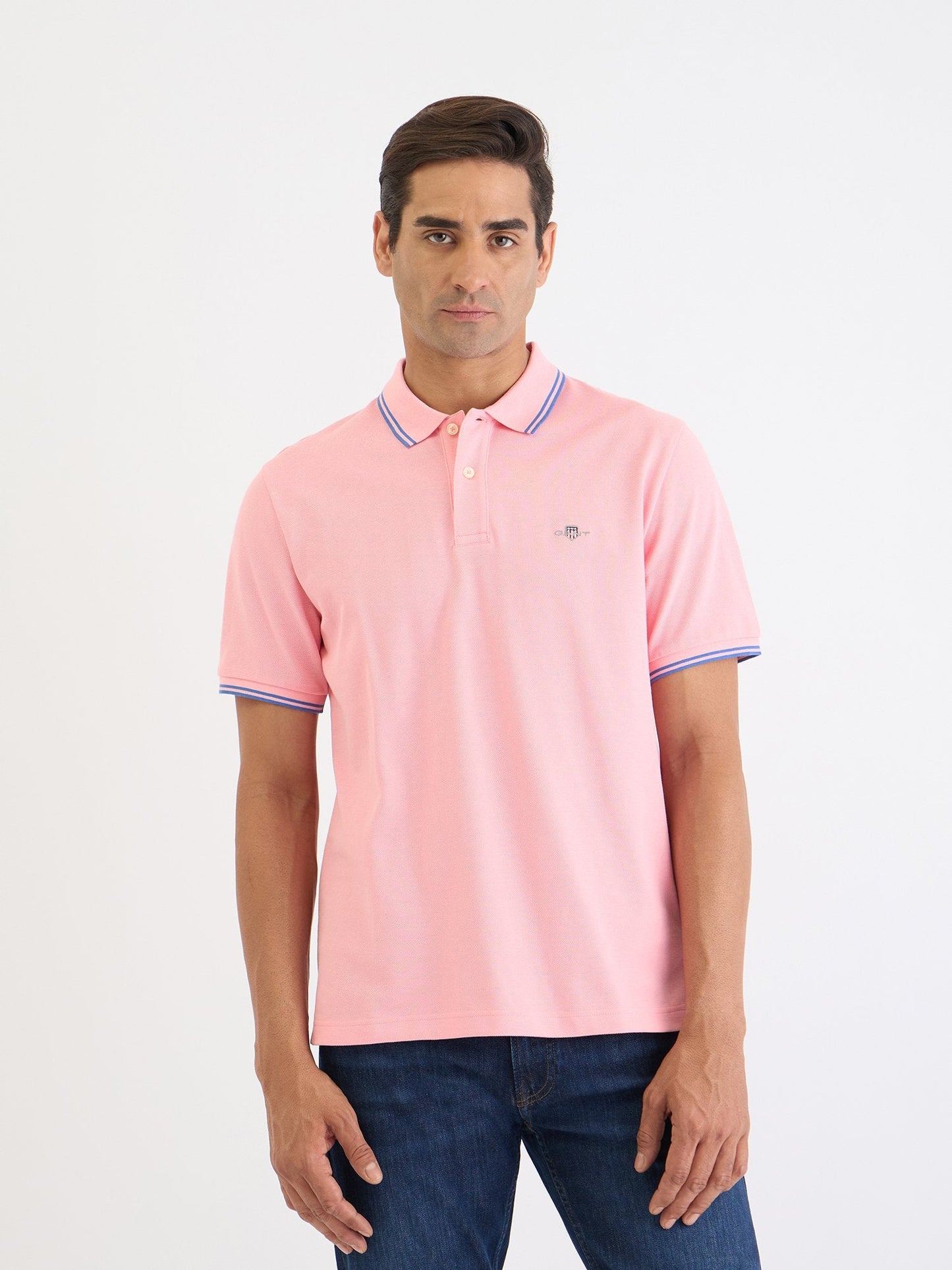Gant Men Pink Solid Polo Tshirt
