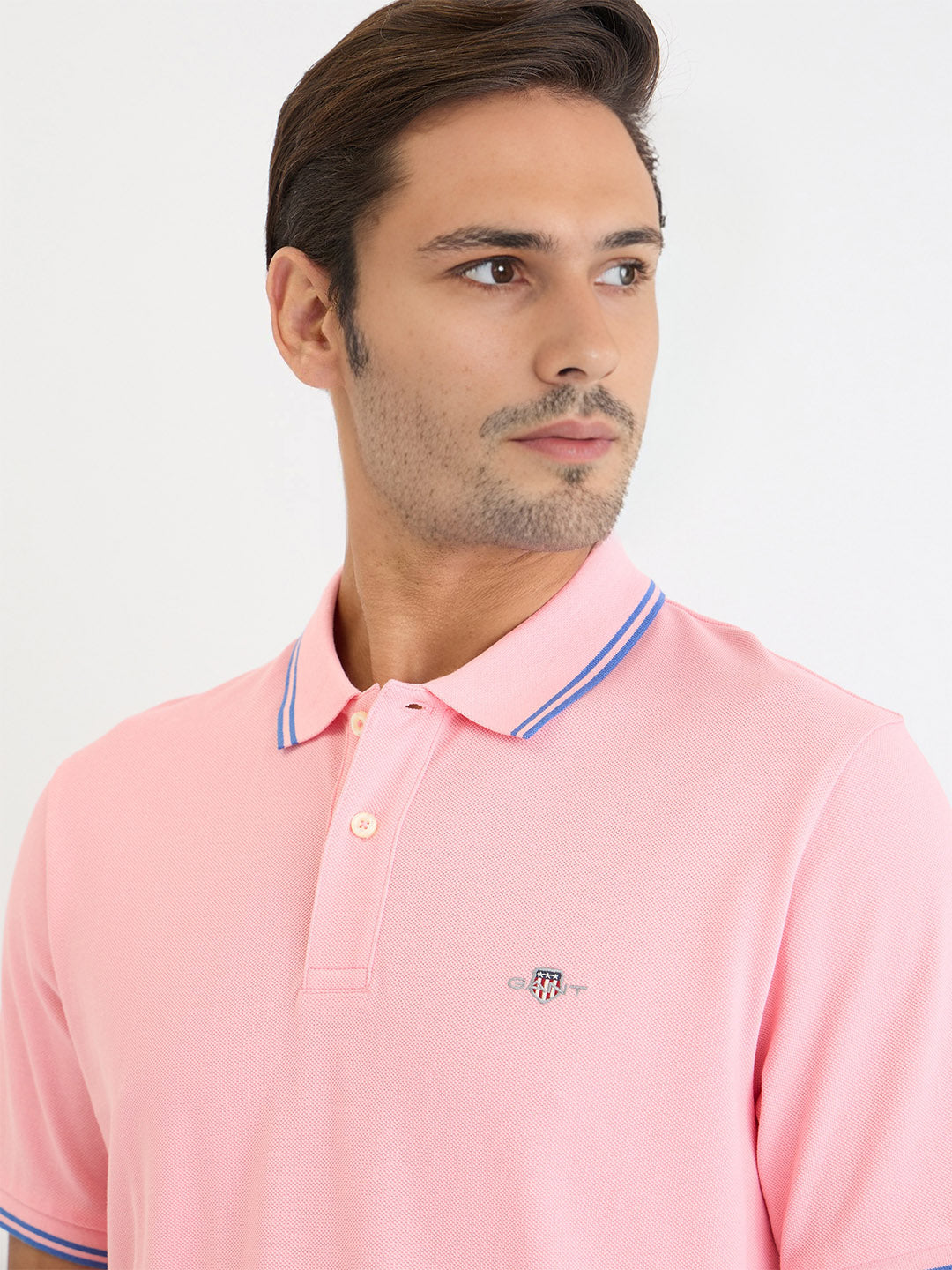 Gant Men Pink Solid Polo Tshirt