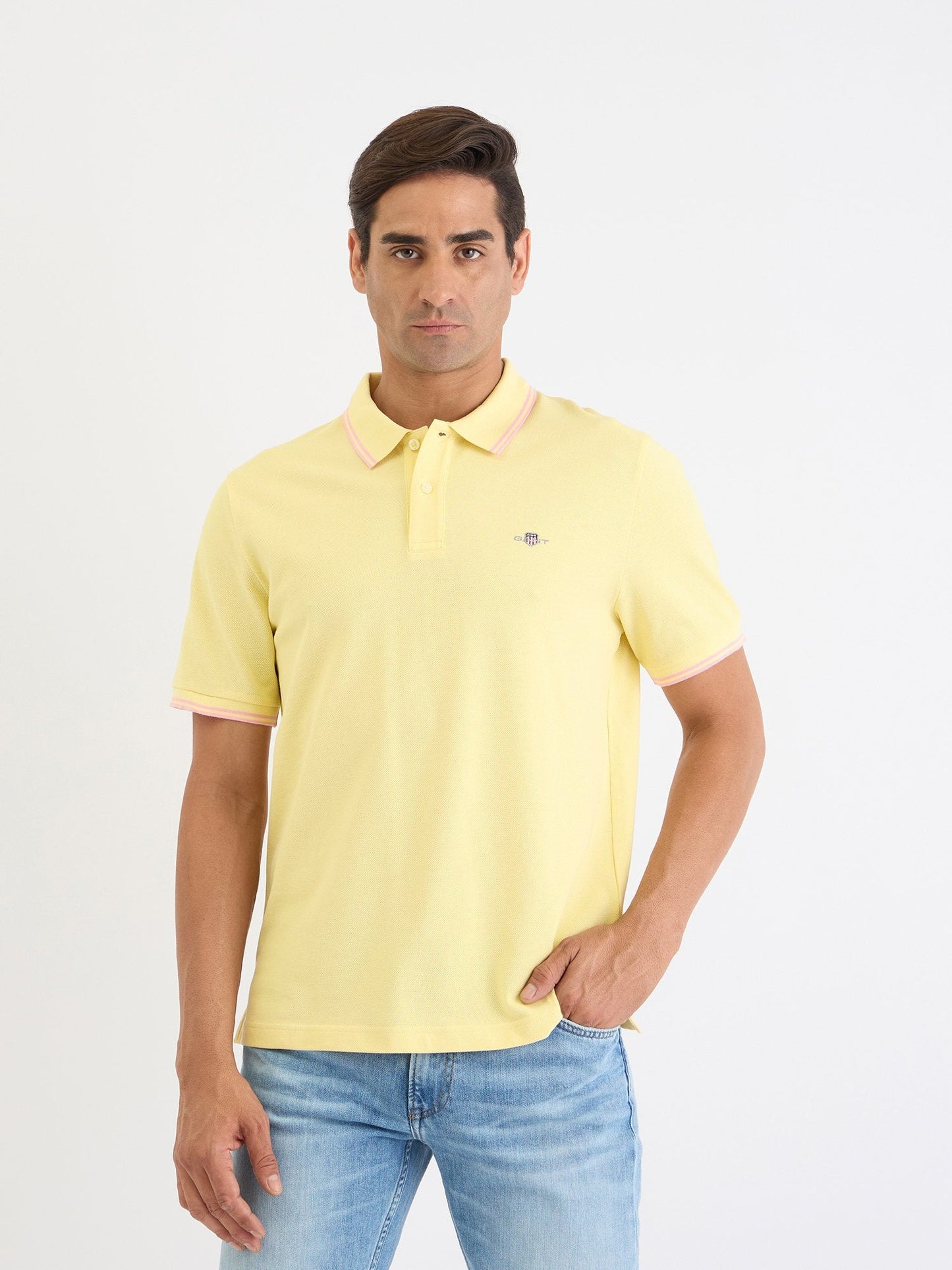 Gant Men Yellow Solid Polo Tshirt