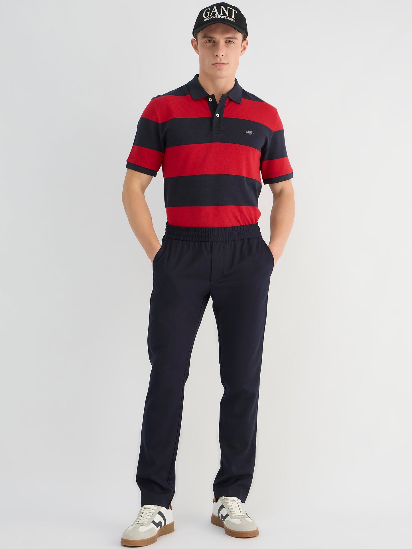 Gant Men Red Regular Fit Striped Polo Tshirt