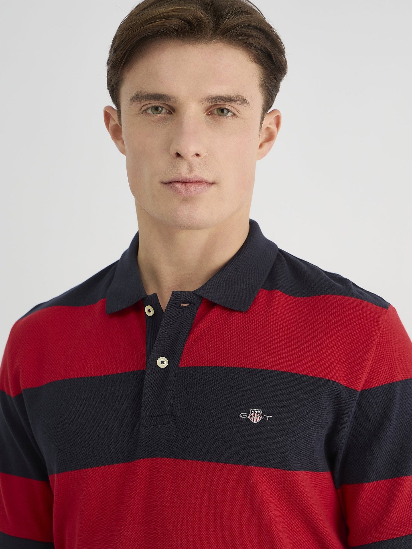 Gant Men Red Regular Fit Striped Polo Tshirt