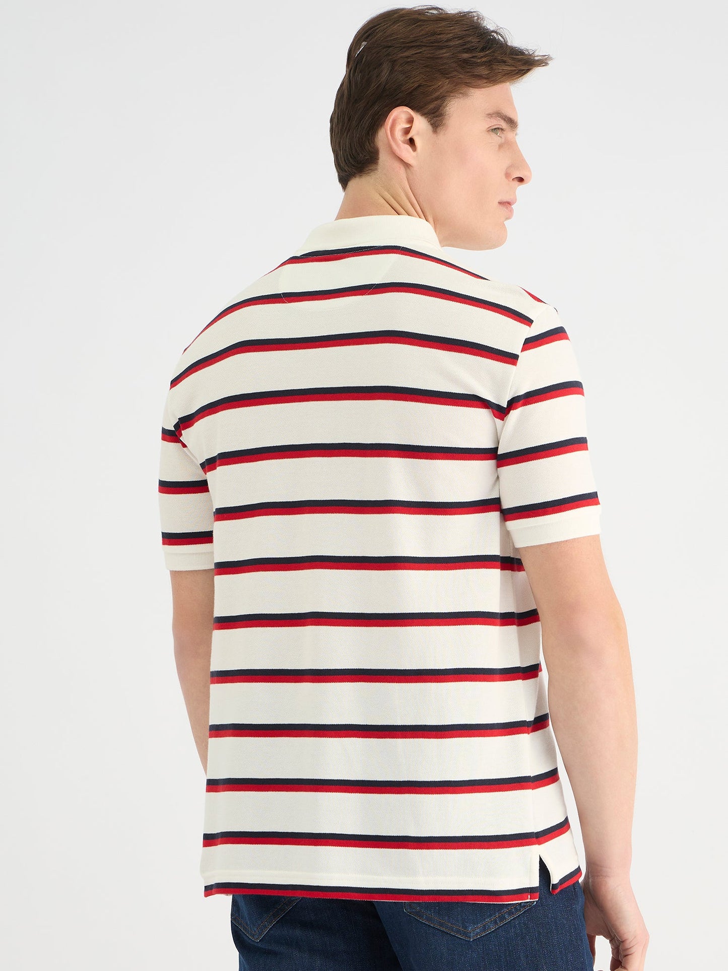 Gant Men White Regular Fit Striped Polo Tshirt