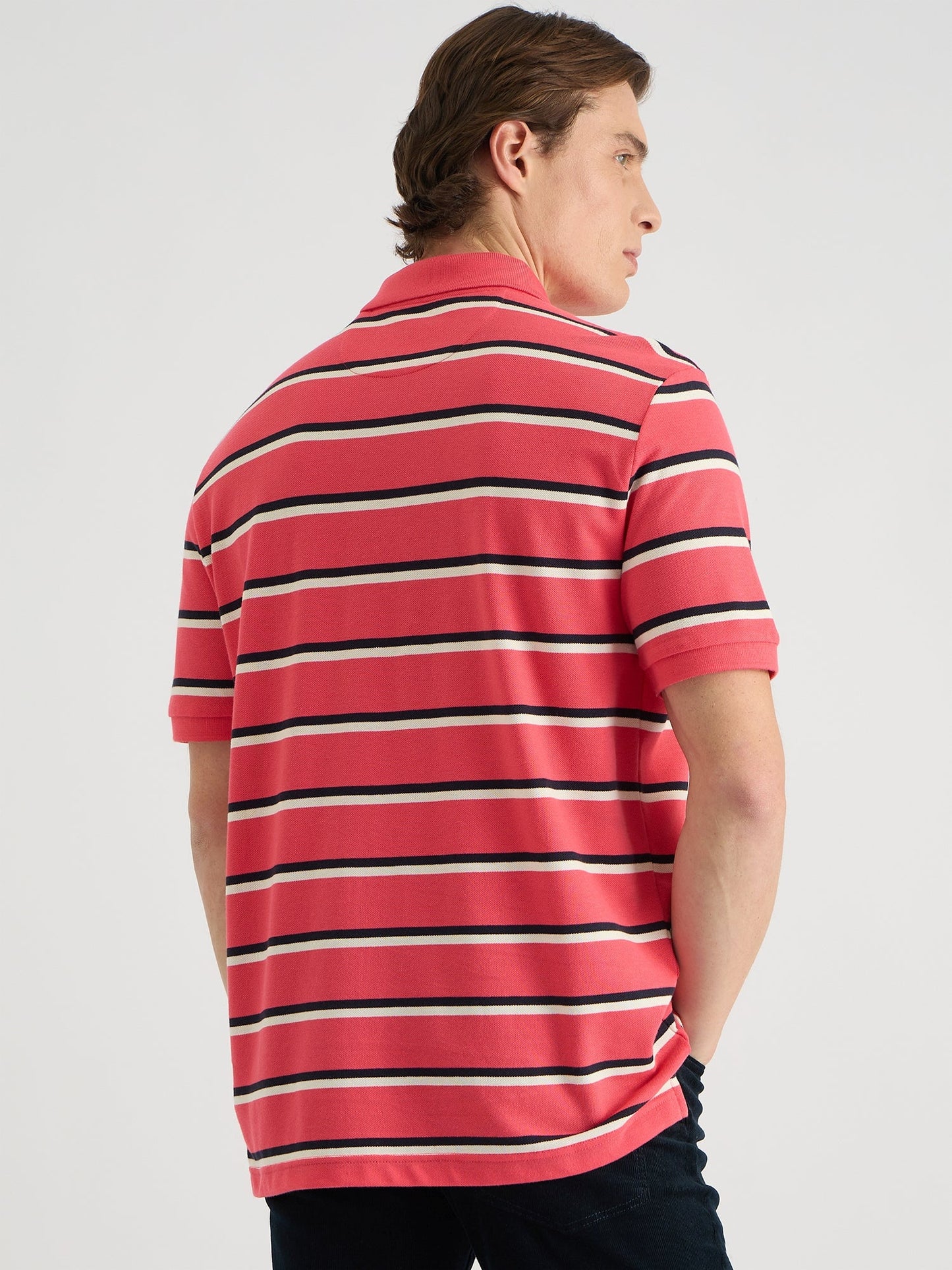 Gant Men Red Regular Fit Striped Polo Tshirt