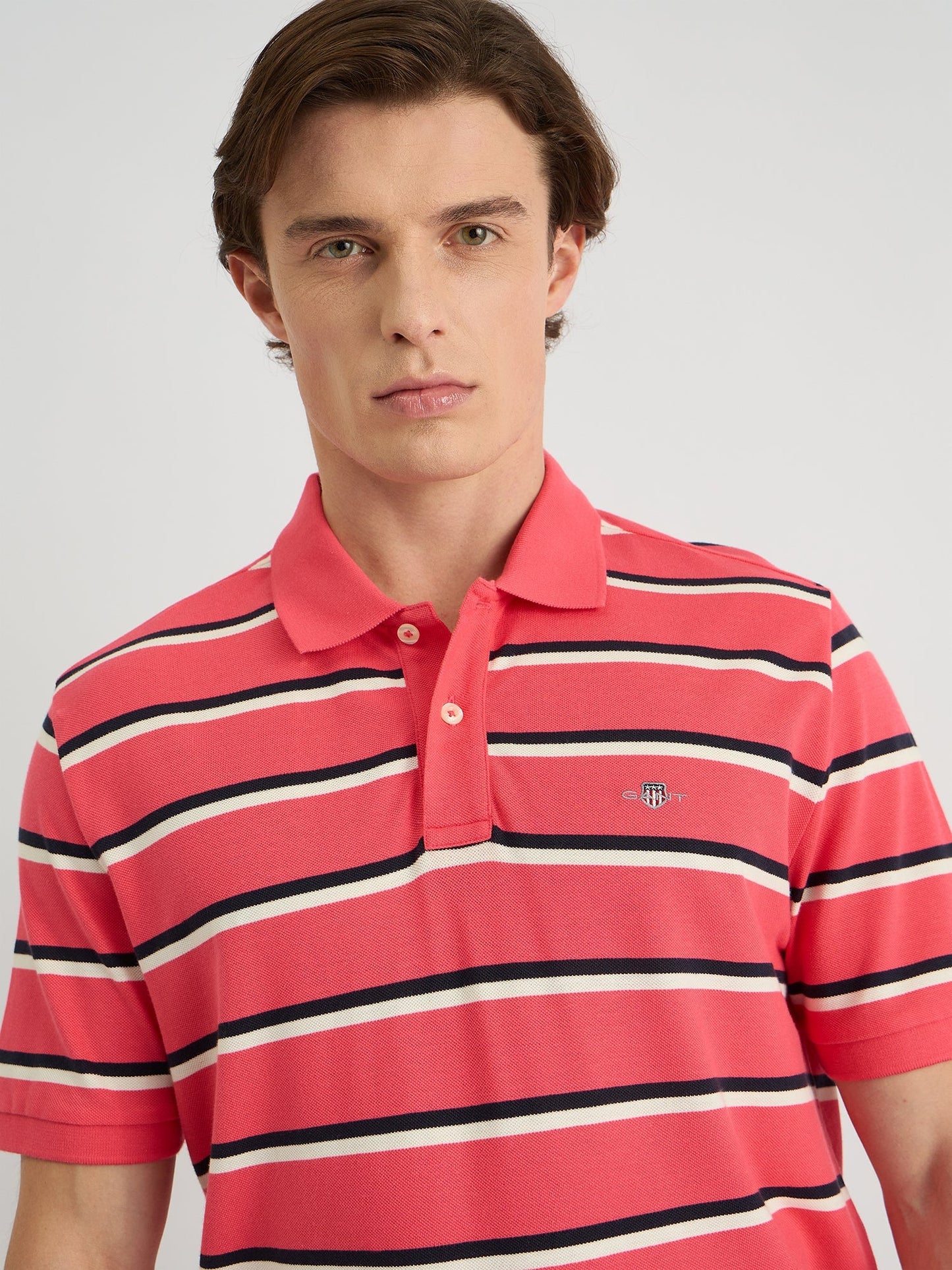 Gant Men Red Regular Fit Striped Polo Tshirt