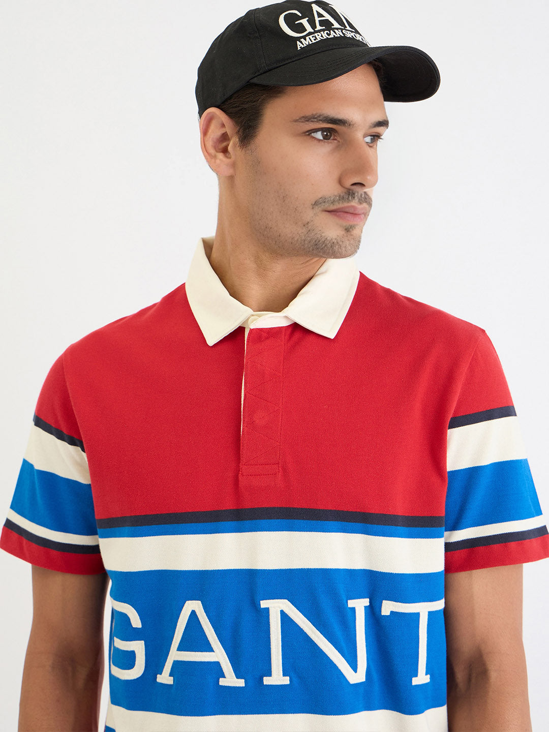Gant Men Red Block Print Polo Tshirt