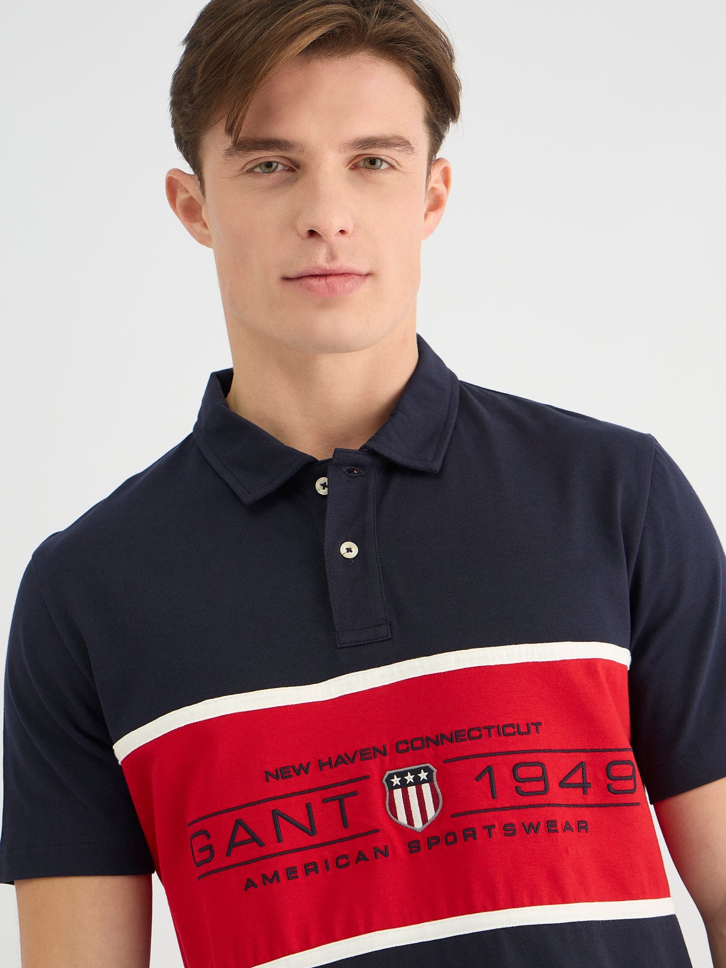 Gant Men Blue Regular Fit Block Print Polo Tshirt