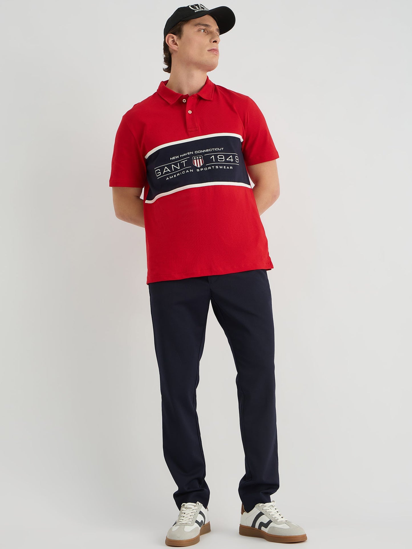 Gant Men Red Regular Fit Block Print Polo Tshirt