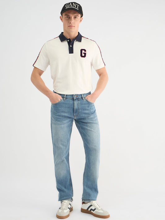 Gant Men White Regular Fit Solid Polo Tshirt