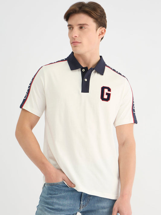 Gant Men White Regular Fit Solid Polo Tshirt